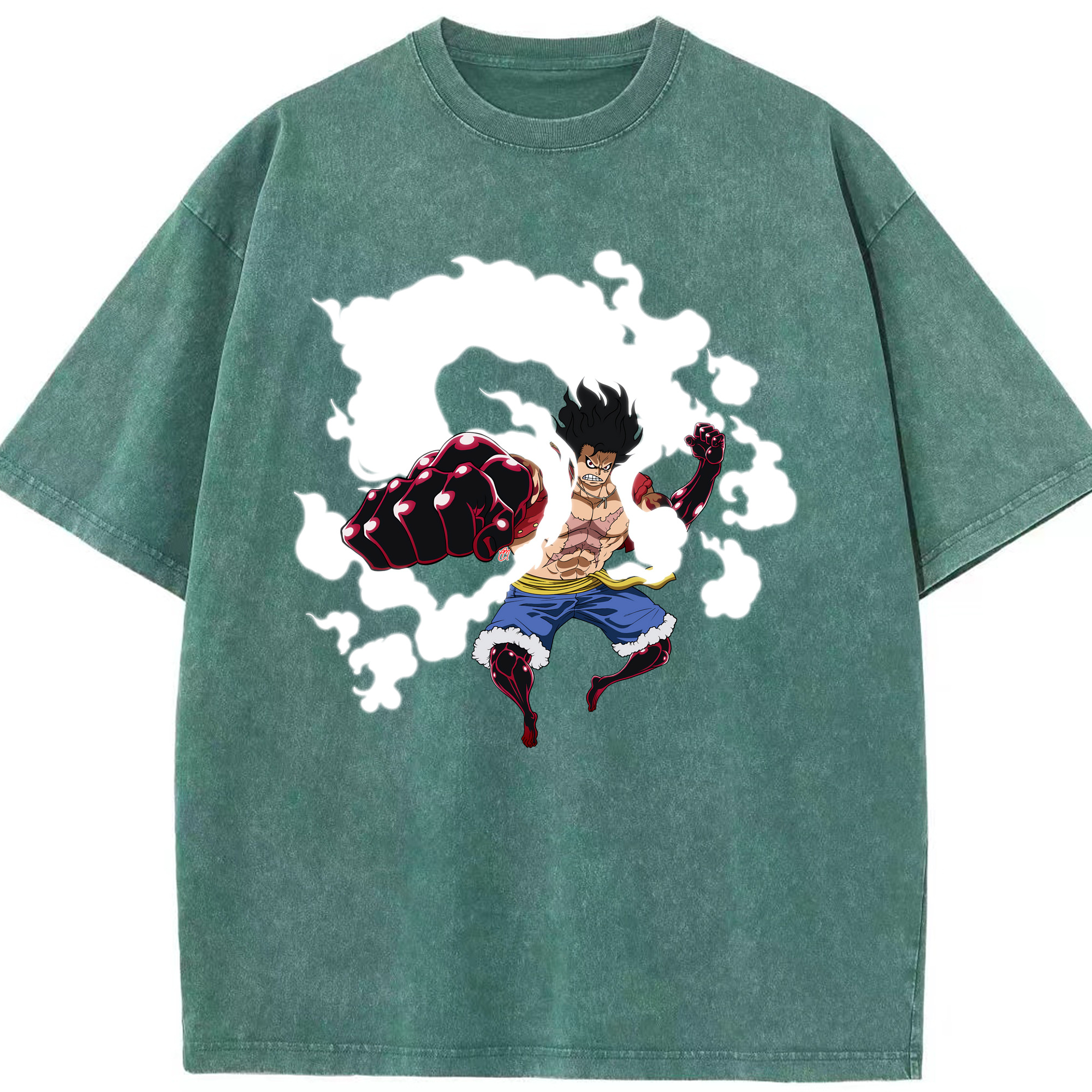 ワンピース モンキー・D・ルフィ ONE PIECE Monkey D. Luffy 綿100% ヴィンテージ風 半袖Tシャツ（フロントプリント）